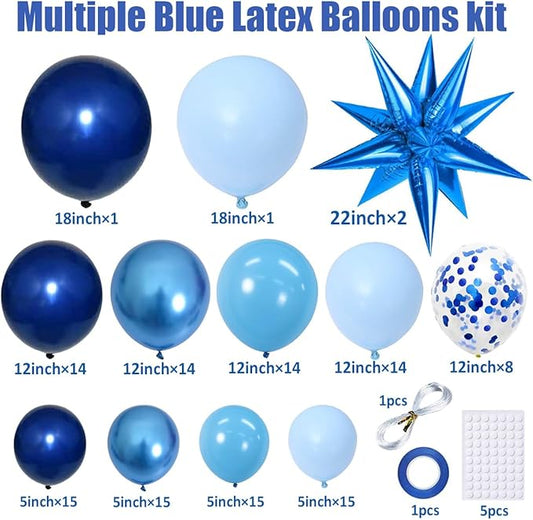 KARLURE Blue Balloons Arch Kit, Different Shades Light Navy Blue Balloons for 2026 Graduation Decorations Grad Class Baby Shower Boy Men Birthday Party Bridal Shower Wedding Anniversary Decorations