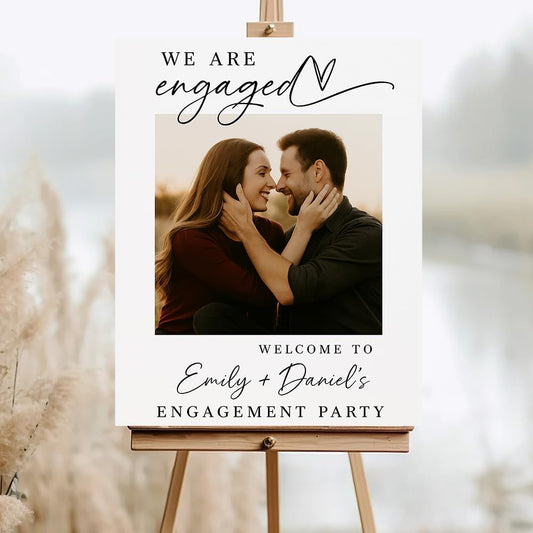 Personalized Engagement Welcome Sign, Engagement Party Sign, Engaged Decor for Couple - She Said Yes!, Decorations, Engaged Welcome, Custom Poster, Canvas, Wooden 2 Layer /2