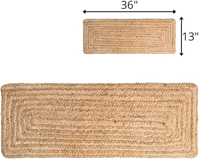 Natural Jute Braided Table Runner 36 inches Long - 13x36 Farmhouse Jute Burlap Braided Table Runners - 100% Jute Handcrafted Rustic Vintage Dining Table Runner Natural