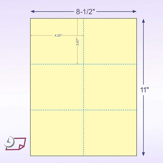 NextDayLabels - Pack of 8-1/2" x 11" Laser Printer Blank Perforated Cards 6 up per Page (Canary, 300 Cards)
