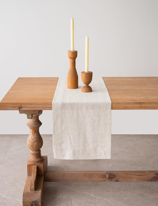 100% Hemp Table Runner, Organic Linen Table Runner, Farmhouse Table Decor, Boho Home Decor (Natural, 14 x 49 Inch)
