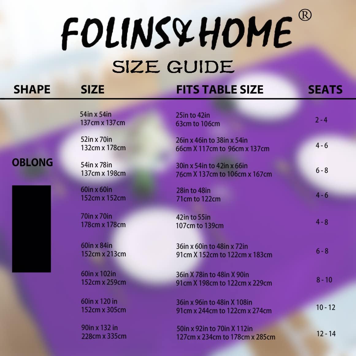 FOLINS&HOME Purple Rectangle Tablecloth - 90 x 132 Wrinkle Free Waterproof Polyester Table Cloths, Spillproof Heavy Duty Washable Table Cover for Party, Banquet, Wedding, Indoor - Rectangular/Oblong