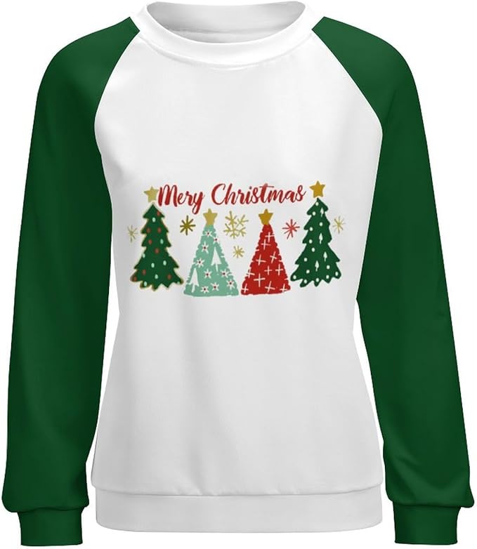 LOAIHA Christmas Sweatshirts for Women Christmas Tree Graphic Shirt Xmas Long Sleeve Merry Christmas Pullover Blouse