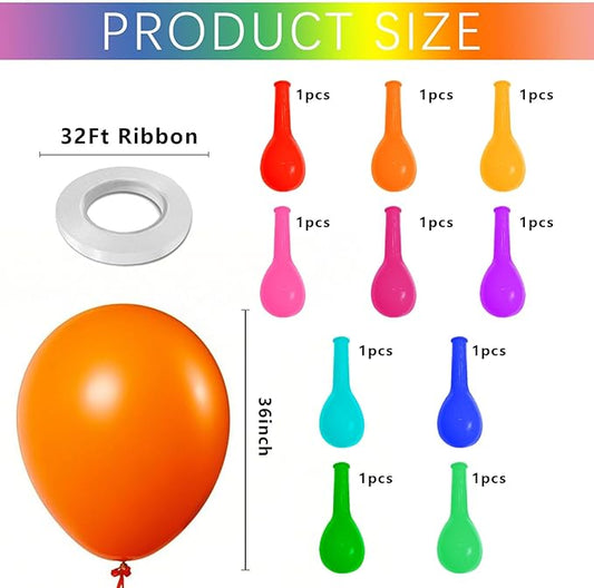 36 Inch Large Balloons Bulk, 10pcs Giant Birthday Balloons Assorted Colors, Latex Ballons, Happy Birthday Decorations, globos grandes para decoracion, Large Baloons for Rainbow Party Decorations