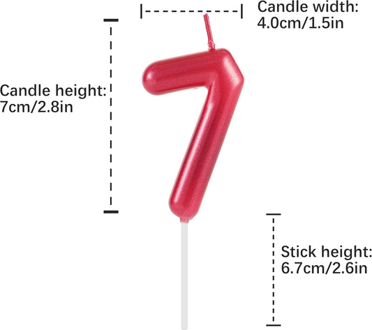 Red Number 7 Birthday Candles, Cake Toppers for Birthday/Baby Shower/Anniversary/Wedding Party Celebrating/Decorating. (Red Number 7)