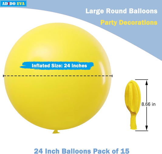 15Pcs 24 Inch Balloons Yellow Giant Round Balloons Large Balloon for Festival, Christmas, Birthday Party Decorations