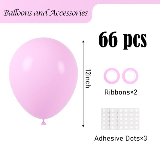 Pink Balloons, 66pack 12inch Pink Latex Party Balloons for Wedding, Birthday, Graduation, Bridal Shower, Valentine's Day, Baby Shower, Gender Reveal, Anniversary Party Decorations