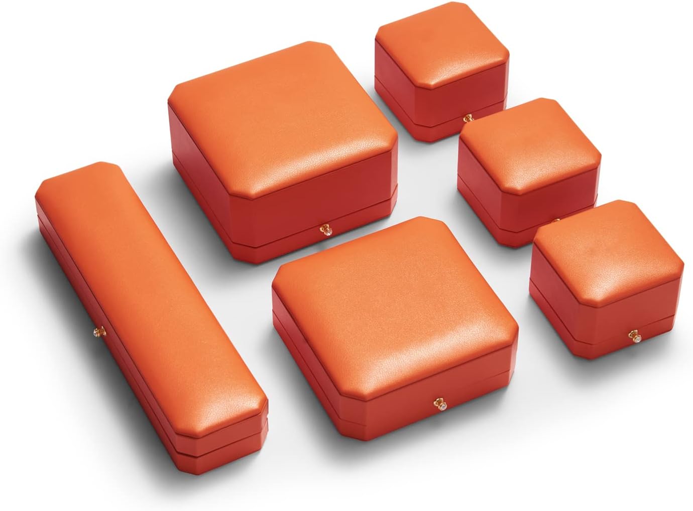 Oirlv Leather Small Ring Box Velvet Ring Display Case Orange Leather Mini Jewelry Box for Women Birthday Gift for Daughter