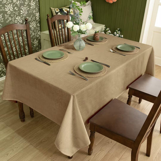 Natural Linen Rectangle Tablecloth, 2 Pack Slubby Textured Fall Lightweight Table Cloth 60 x 60 Inch, Water Resistant Stain Resistant Farmhouse Burlap Table Cover for Kitchen Dining Room