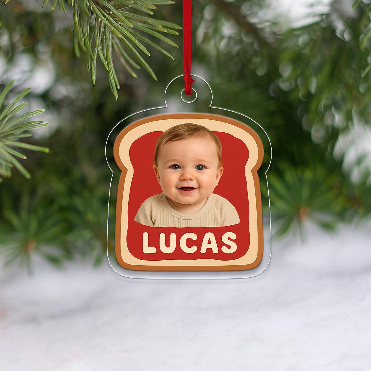 Custom Photo Baby Spread Ornament, Personalized New Baby Christmas Ornament, First Christmas Keepsake, Holiday Decoration Acrylic Ornament – Personalized Christmas Tree