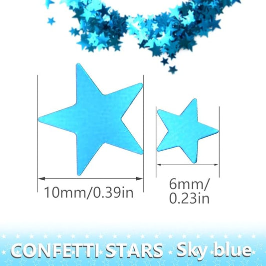 Ruidee 60g Star Confetti Metallic Foil Stars Table Confetti Metallic Foil Stars Sequin for Halloween Birthday Wedding Festival Party DIY(ZX/Sky Blue)