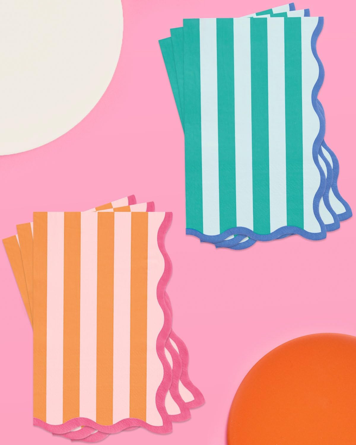 xo, Fetti Italian Summer Wavy Floral Stripe Napkins - 3-ply, 24 pcs | Bachelorette Party Decorations, Last Toast Coast, Birthday Party Supplies, Flower Baby Shower, Stripe Wavy Cocktail Decor