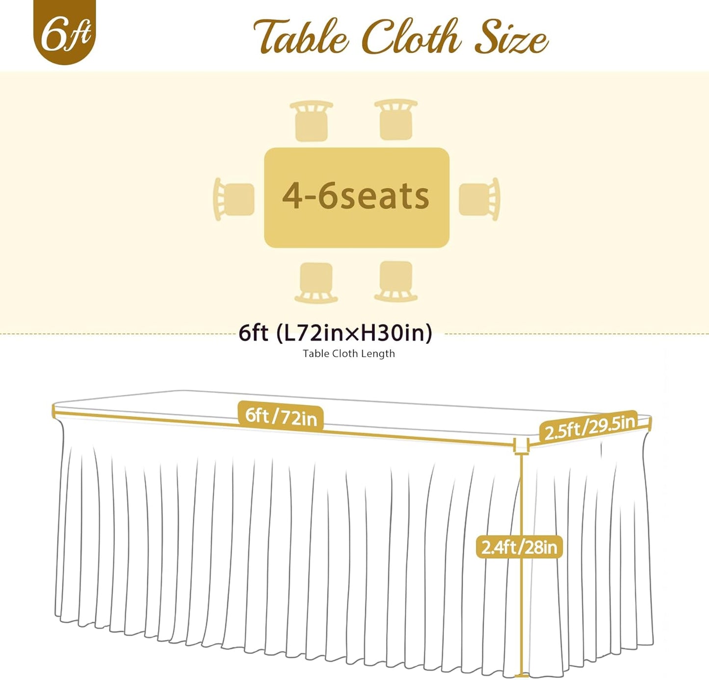 Suppromo 6 Pack 6ft Red Spandex Table Cloths for Rectangle Tables Wrinkle Free Red Tablecloths Rectangle Stretch Fitted Table Cover with Skirt for Birthday Party Baby Shower Wedding Banquet Buffet