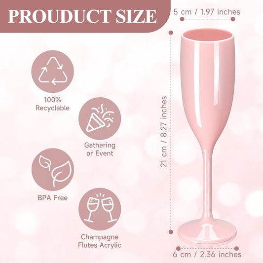 Champagne Flute Acrylic Champagne Glasses Wedding Toasting Champagne Flute Goblet Plastic Reusable Unbreakable Champagne Cups for Bachelorette Wedding Bridal Shower Party (Light Pink, 10)