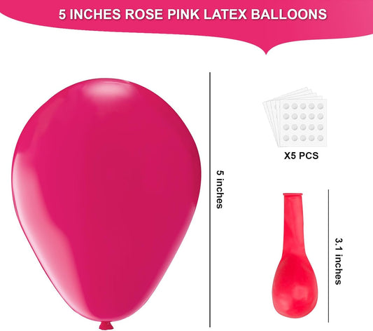 Rose Pink Latex Balloons, 150pcs 5inches Round Helium Balloons for Pink Themed Wedding Graduation Anniversary Birthday Party Backdrop Decorations