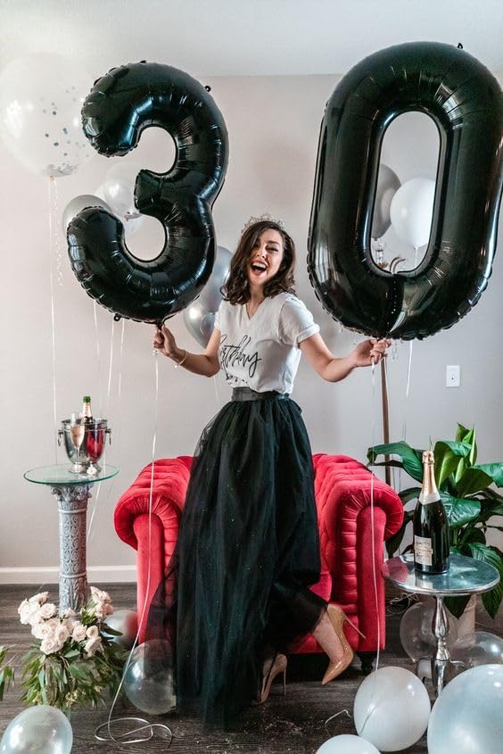 Black Number 5 Balloon 40 Inch, 5th Birthday Party Decorations for Children, Giant 5 Foil Balloon for Party Supplies