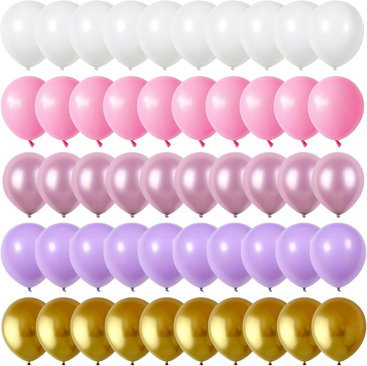 Balloons Purple Pink White Gold Balloon 60pcs 12inch Pastel Purple Pink Latex Balloons Lavender Lilac Balloon for Butterfly Birthday Princess Theme Party Decoration Bridal Baby Shower Bachelorette