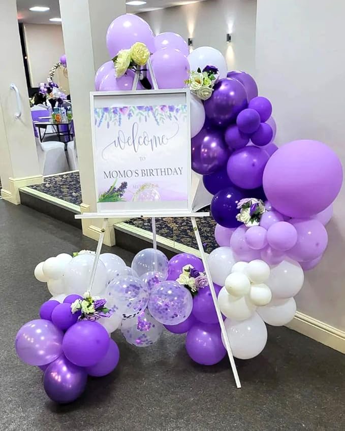 Purple Balloons Metallic Purple Balloon, 50 Pcs 12inch Lavender Lilac Purple Confetti Latex Balloons for Birthday Bridal Shower Wedding Party Decorations