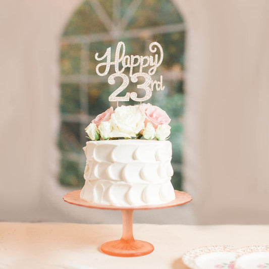 LASKYER Happy 23rd Birthday Decorations,23rd Birthday Gold Rhinestone Cake Topper - Cheers to 23 Years Old Bday Party Metal Sparkly Cake Centerpieces Sign.
