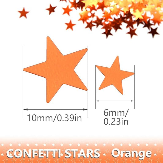 Ruidee 60g Star Confetti Metallic Foil Stars Table Confetti Metallic Foil Stars Sequin for Halloween Birthday Wedding Festival Party DIY(ZX/Orange)