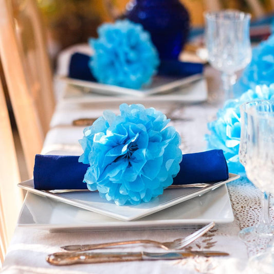 Blue Tissue Paper Pom Poms - Blue Party Decorations for Birthdays, Weddings, Baby Showers and Special Occasions by Avoseta (16 Piece Set, Assorted Sizes)
