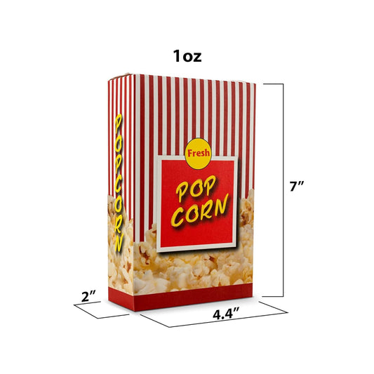MT Products Stripe Popcorn Boxes 1 oz. - #2 Popcorn Buckets With Close Top - Pack of 800