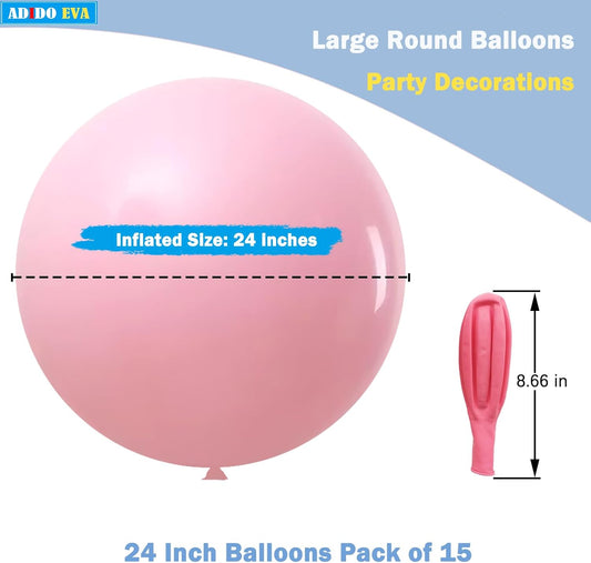 15Pcs 24 Inch Balloons Light Pink Giant Round Balloons Large Balloon for Festival, Christmas, Birthday Party Decorations
