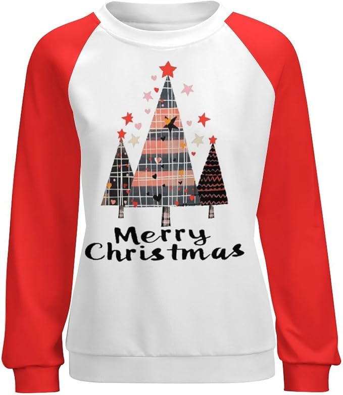 LOAIHA Christmas Sweatshirts for Women Christmas Tree Graphic Shirt Xmas Long Sleeve Merry Christmas Pullover Blouse