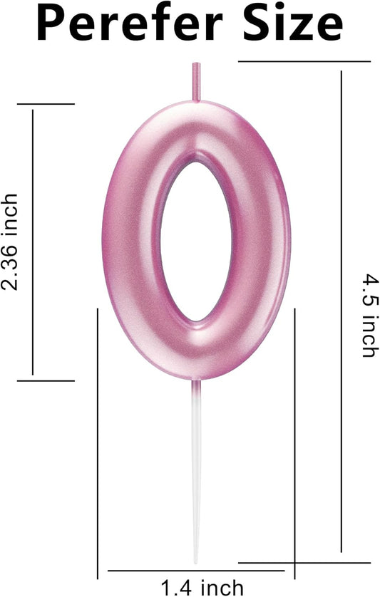 Pink Number 0 Candle Happy Birthday 3D Number Candles for Birthday Cake Party Decoration Wedding Anniversary Celebration Supplies