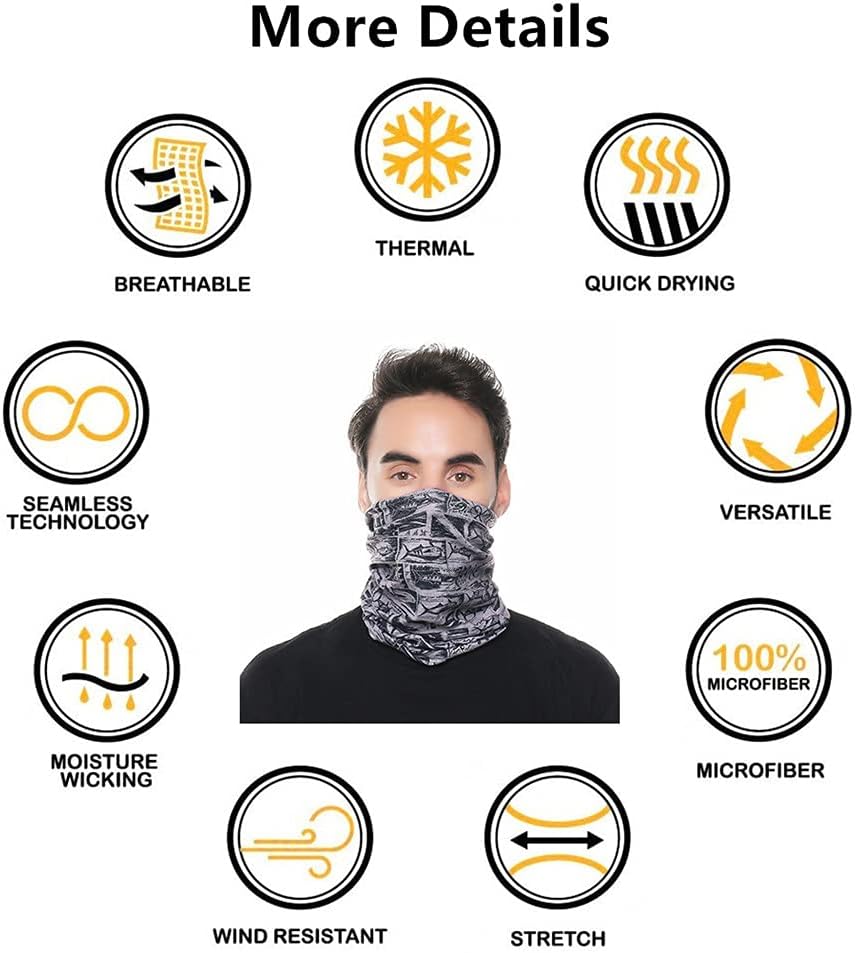 Headband Neck Gaiter Head Wrap Headwear Face Mask Magic Scarf Bandana for Men and Women