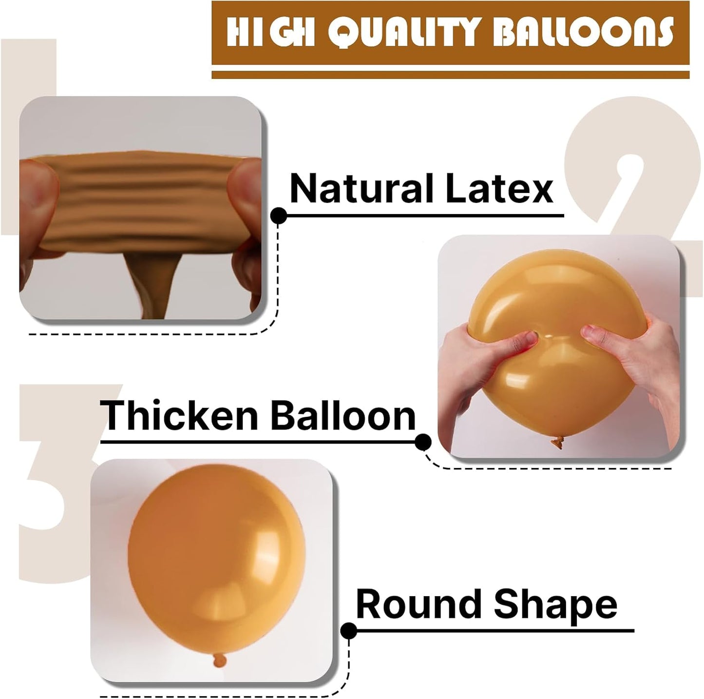 PartyWoo Tan Balloons 100pcs 5 Inch Boho Neutral Light Brown Coffee Fall Latex Helium Balloons for Graduation Birthday Safari Boy Baby Shower Jungle Cowgirl Woodland Party Decorations Brown-F10