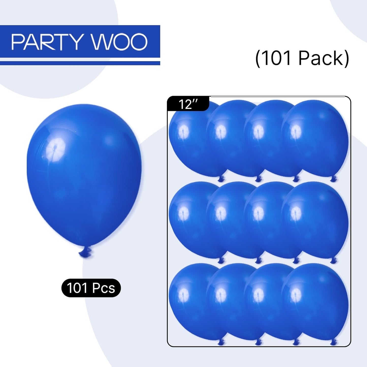 PartyWoo Royal Blue Balloons 101 pcs 12 Inch Matte Dark Blue Latex Helium Balloons for Graduation Independence Day Memorial Day Baseball Baby Shower Gender Reveal Birthday Party Decorations Blue-Y59