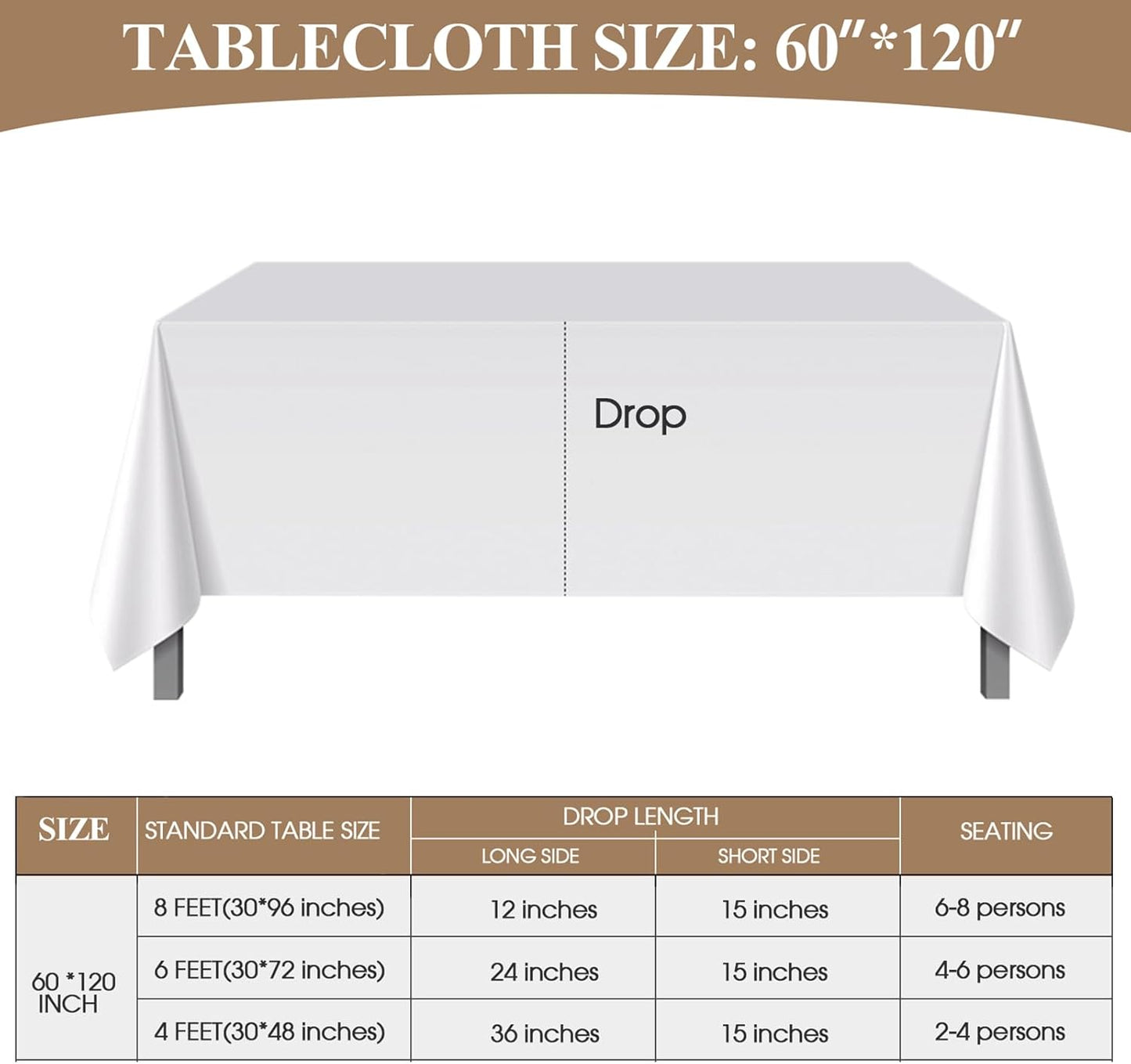 Rectangle Tablecloths 60x120 Inch 1 Pack White Tablecloth Washable Decorative Linen Polyester Table Cloths for Dining Table Banquets Buffet Parties and Wedding