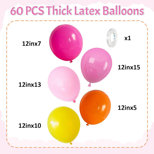 Pink and Orange Balloons Light Pink Hot Pink Yellow Autumn Latex Balloons Pastel Pink Yellow Orange Helium Balloon for Fall Birthday Halloween Thanksgiving Tropical Fire Truck Party Decorations
