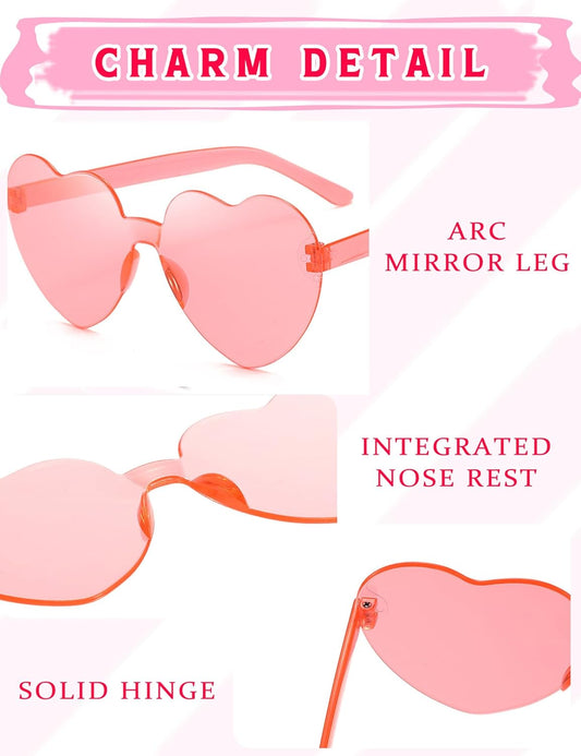 Heart Shaped Rimless Sunglasses 12Pack, Bachelor Party Cool Colorful Funky Sunglasses