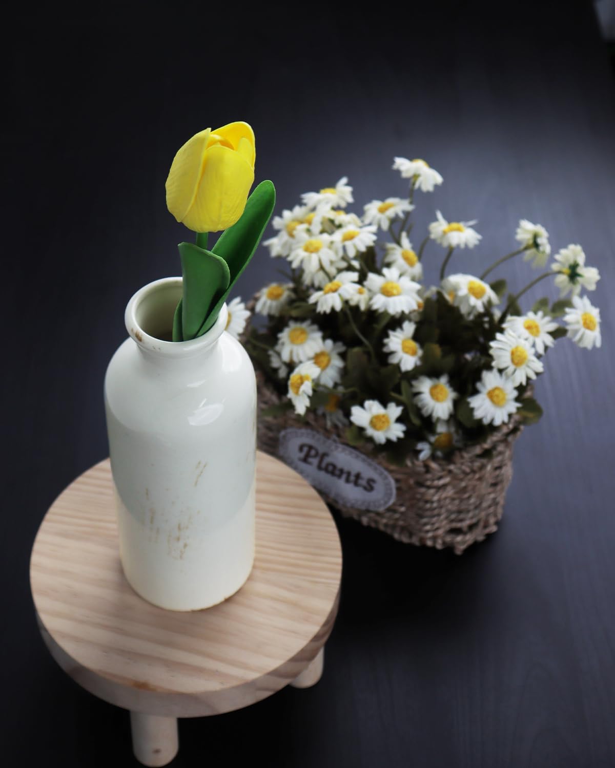 White Ceramic Vase Set of 3 - Crackle Glaze Bottle Vases for Rustic Farmhouse Table Centerpiece, Shelf & Mantel Decor