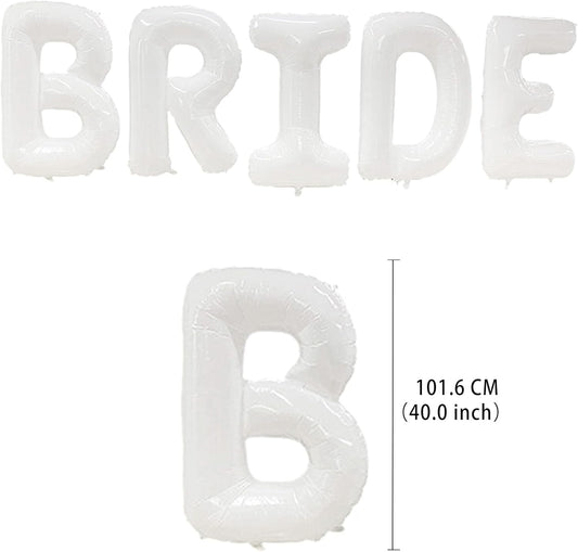 40 Inch Bride Balloons, White Bride To Be Balloon For Bridal Shower Decor,Bachelorette Party Decorations, Engagement Party Supplies
