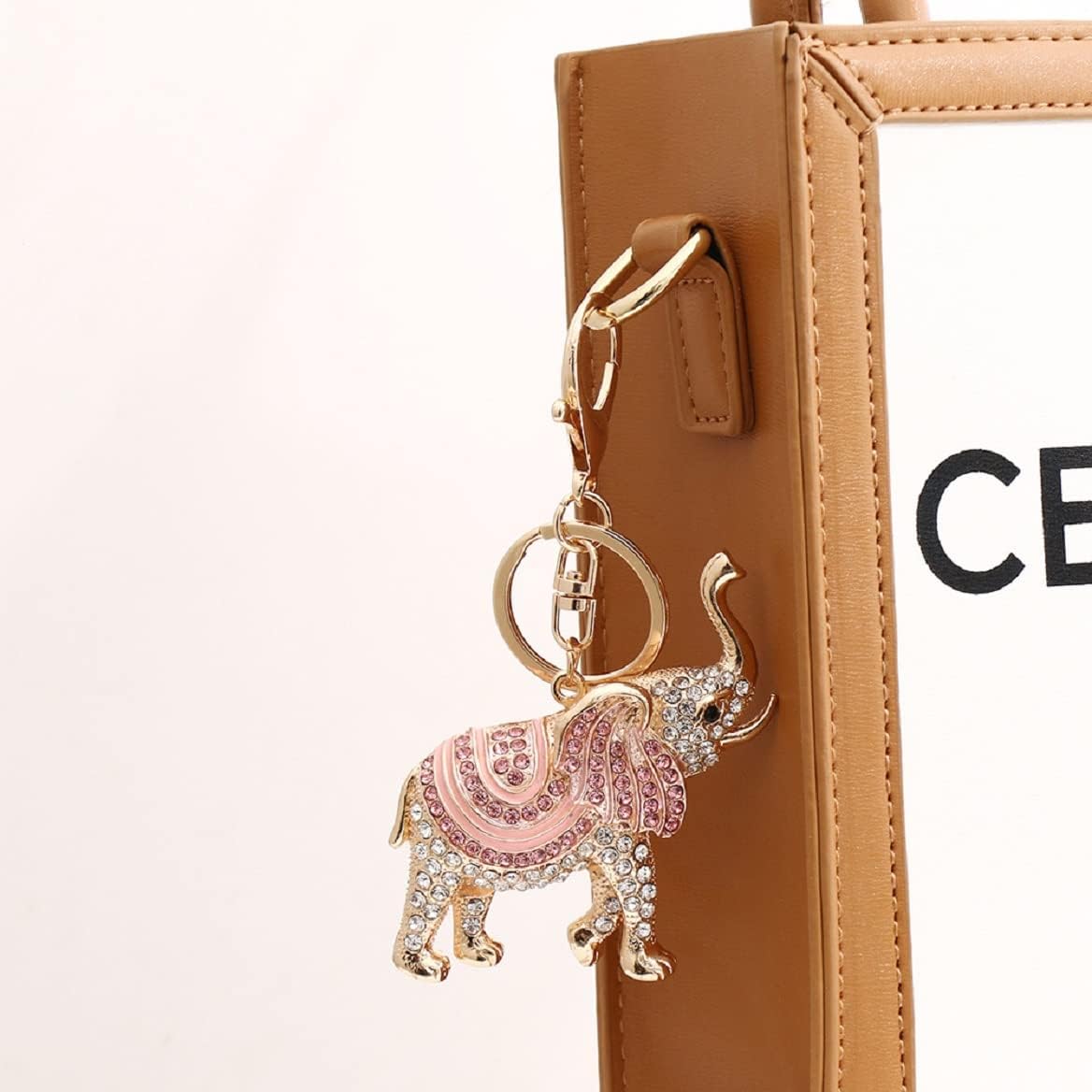 Elephant Keychain for Women, Cute Elephant Key Chain, Sparkling Elephant Key Ring, Funny Elephant Keychains, Lucky Elephant Keyring, Rhinestone Elephant Animal Keychain Accessories