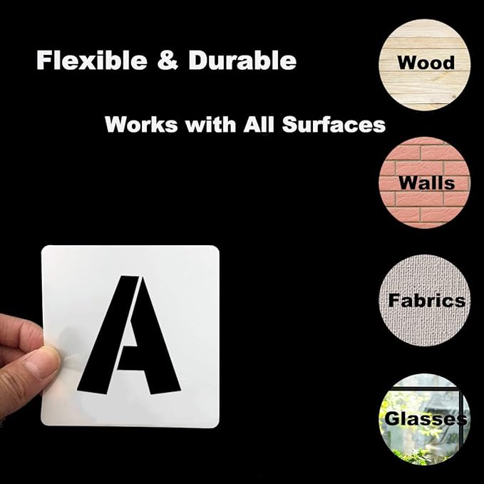 REOLAN 2 Inch Letter Stencils for Painting - 42 Pack Alphabet Letter and Number Stencil Templates with Signs for Painting, Reusable Letters Numbers Stencils for Chalkboard Wood Crafts & Wall Decor