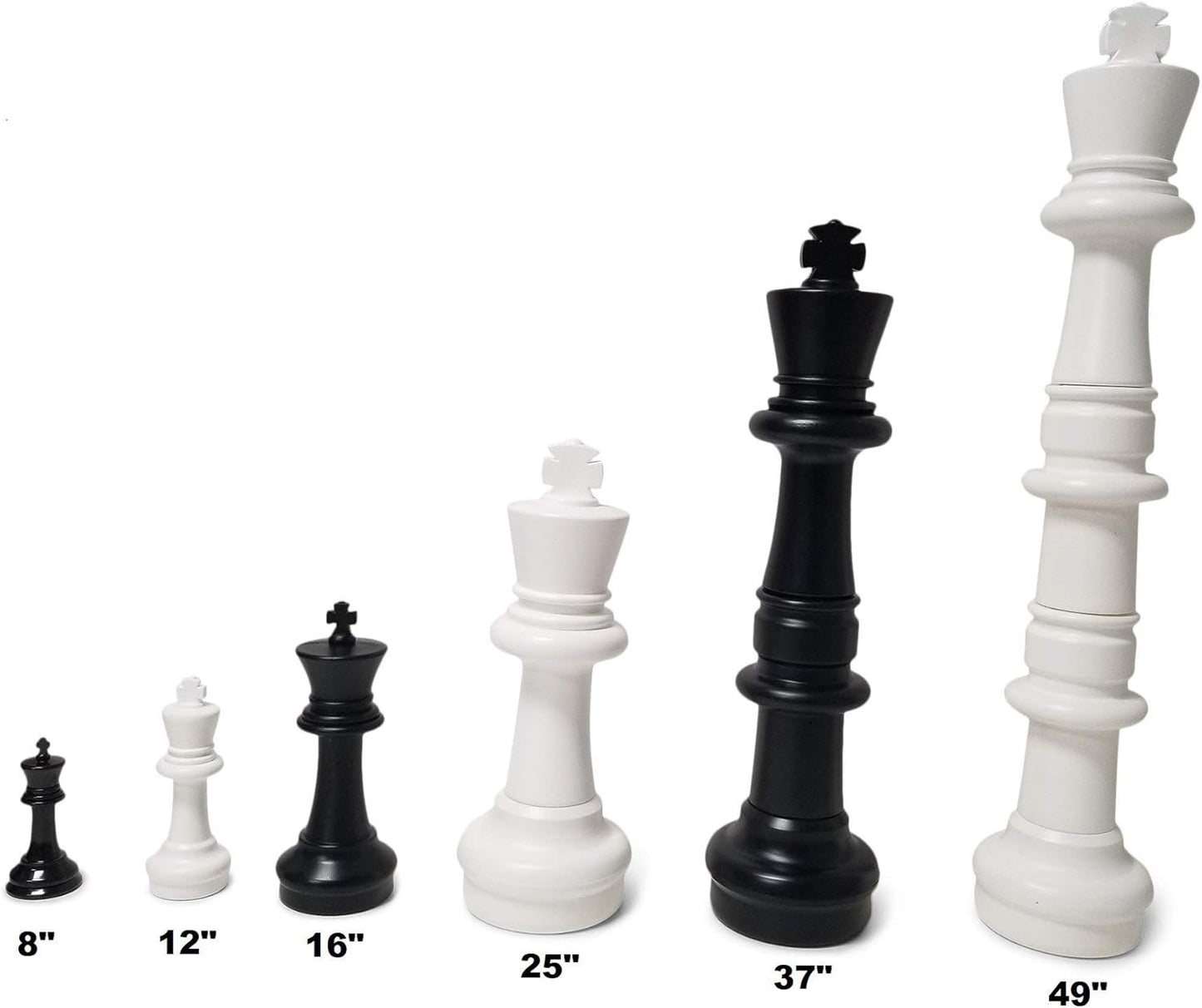 MEGACHESS Giant Oversized Premium Chess Pieces Complete Set with 49 Inch Tall King - Black and White