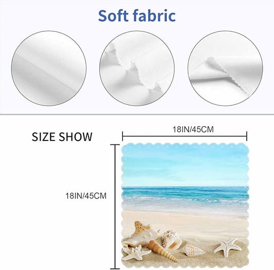 White Shells Cloth Napkins Dinner Table Napkin Ocean Tropical Beach Conch Starfish Washable Reusable Napkins Set of 4 for Kitchen Home Holiday Party Wedding 18 x 18 inch