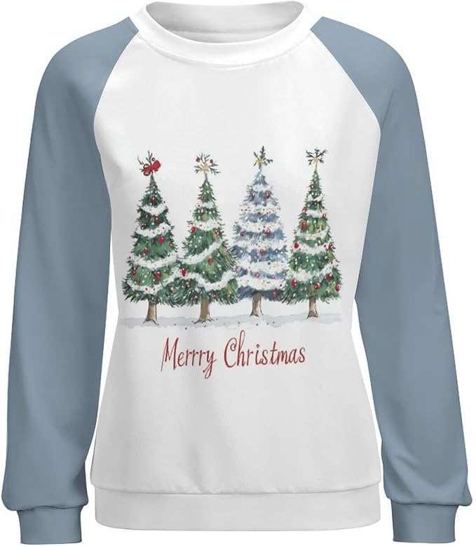 LOAIHA Christmas Sweatshirts for Women Christmas Tree Graphic Shirt Xmas Long Sleeve Merry Christmas Pullover Blouse