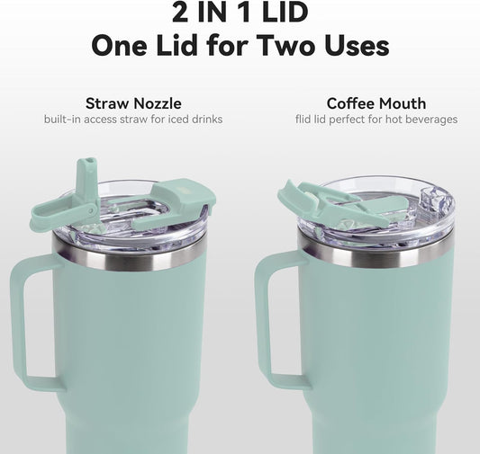 HASLE OUTFITTERS 30oz Tumbler With Handle, Insulated Travel Coffee Mug With Straw Leak-Proof Double Wall Stainless Steel Vacuum Tumblers Metal Cup with Straw for Hot and Cold Drink
