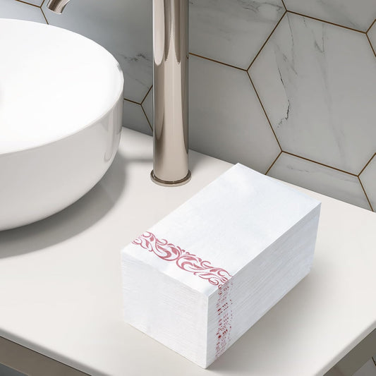 Vplus 400 Pack Paper Napkins Guest Towels Disposable Premium Quality 3-ply Dinner Napkins Disposable Soft, Absorbent, Party Napkins Wedding Napkins for Kitchen, Parties, Dinners or Events(rose gold)