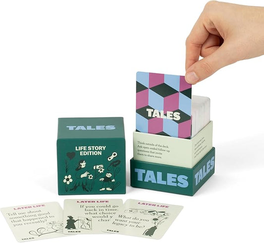 TALES 150 Life Story Interview Kit, Conversation Cards, for Grandparents, Parents, Families, Adults, Game Night, Road Trips, Dinner Table, Getting to Know You (New Edition)