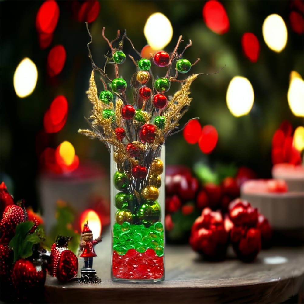 HappyFiller 630 PCS Green Color Acrylic Gems Plastic Flat Marbles Gemstones for Vase Fillers,Party Confetti Table Scatters Aquarium Fish Tank Fishbowl Pebbles Stones,Arts Crafts