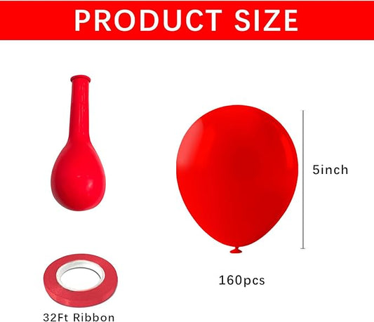 160 Red Balloons 5 inch Small Latex Balloons for Balloon Arch or Garlands Red Party Decorations for Birthday Graduation Engagement Baby Shower Valentines Christmas Wedding Independence Day