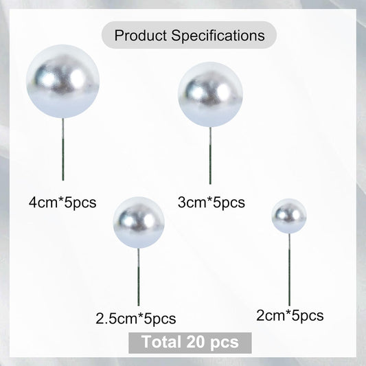 BEISHIDA 20 PCS Silver Mini Ball Cake Toppers Foam Cake Balls Decoration Supplies for Happy Birthday Anniversary Wedding Baby Shower Graduation Christmas Cake Decorations