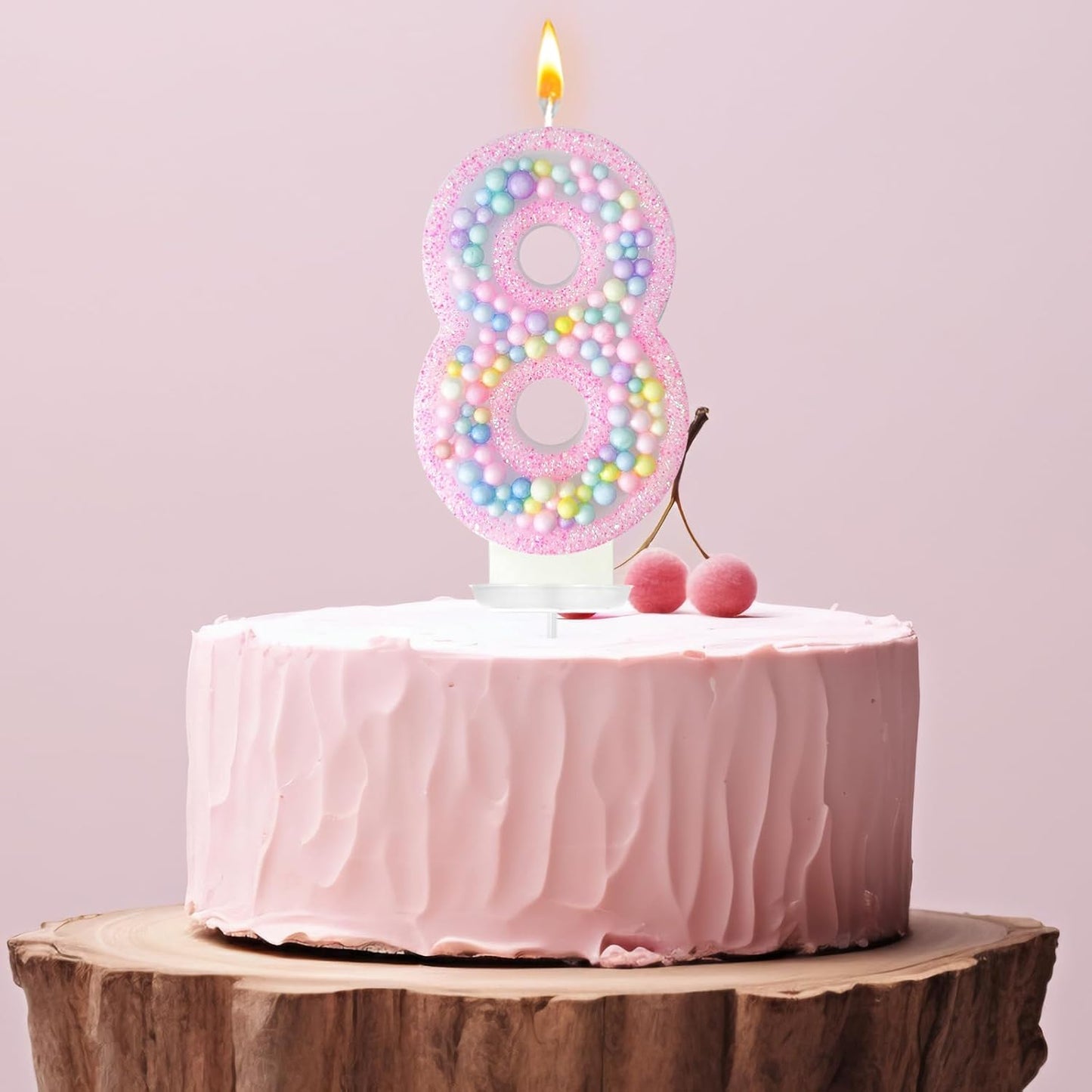 Zlongron Birthday Number Candles, Handmade Macaron 3D Flash Number 8 Candle, Suitable for Girls and Boys' Birthdays, Weddings, Anniversaries, Theme Party Cake Decorations