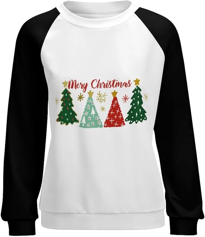 LOAIHA Christmas Sweatshirts for Women Christmas Tree Graphic Shirt Xmas Long Sleeve Merry Christmas Pullover Blouse